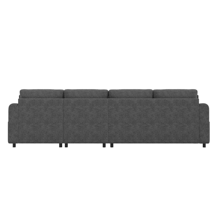 Modern L-shaped 3-seater velvet grey sectional sofa with storage chaise 281x132x86cm ELEGANT STEEL MAX