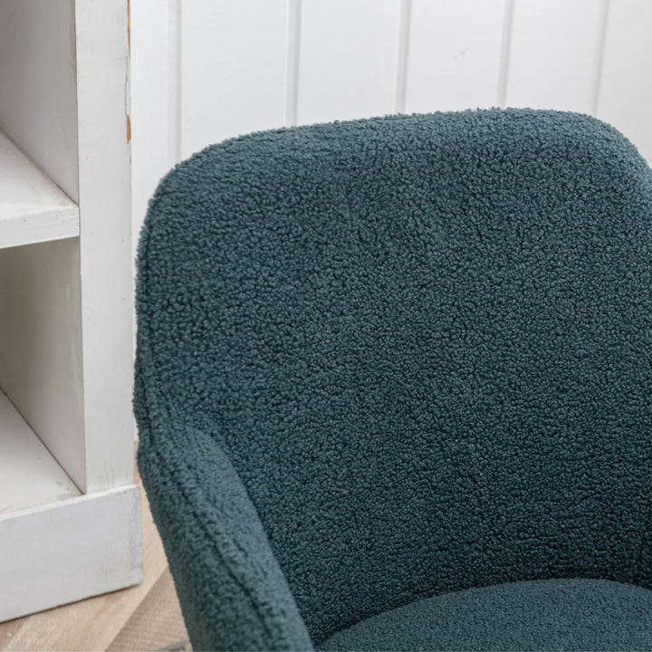 Grey teddy blue velvet office chair with armrests swivel wheel gold base TORQIL BLUE UK