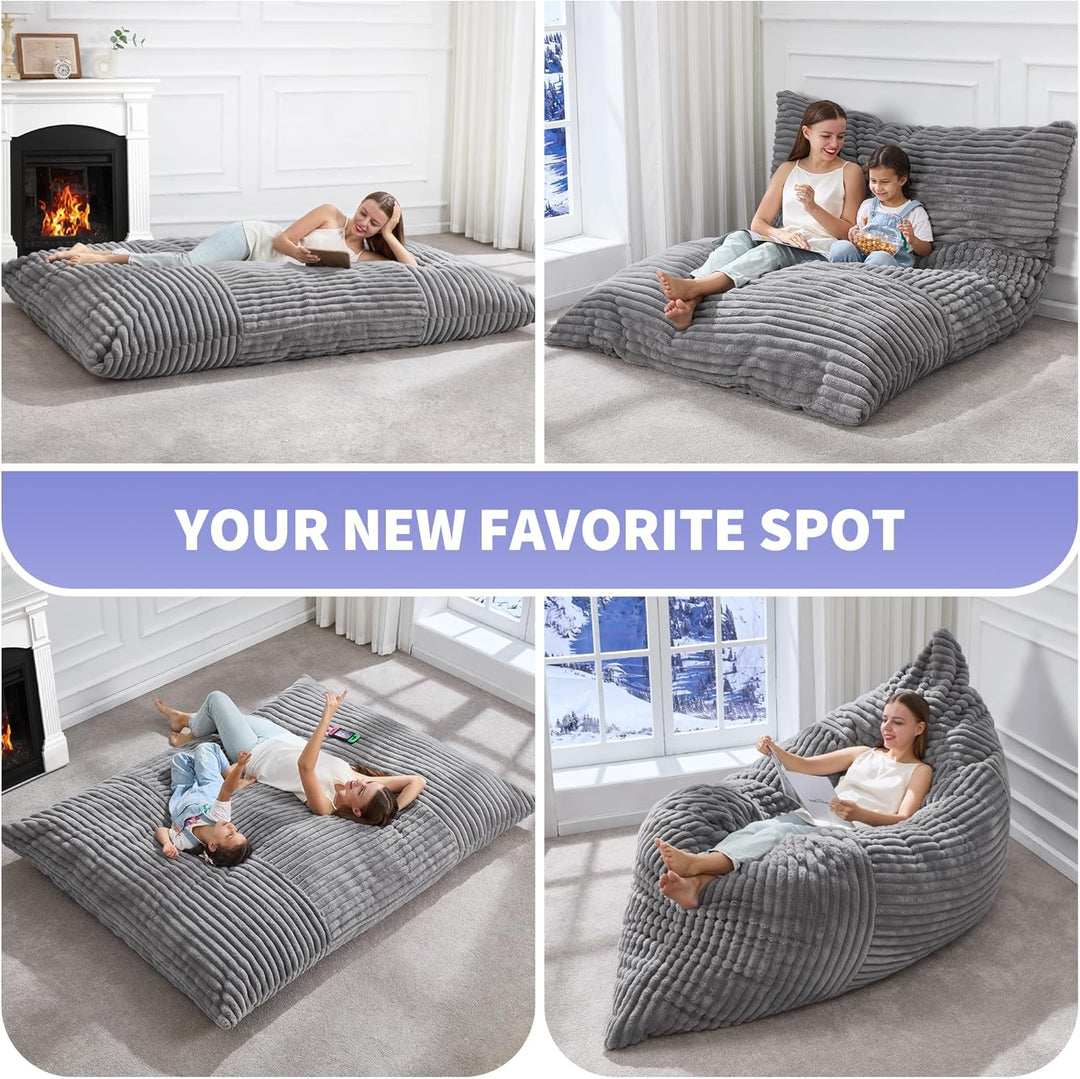 Convertible light grey corduroy 3-in-1 foldable sofa bed lounge chair KRAFTIN