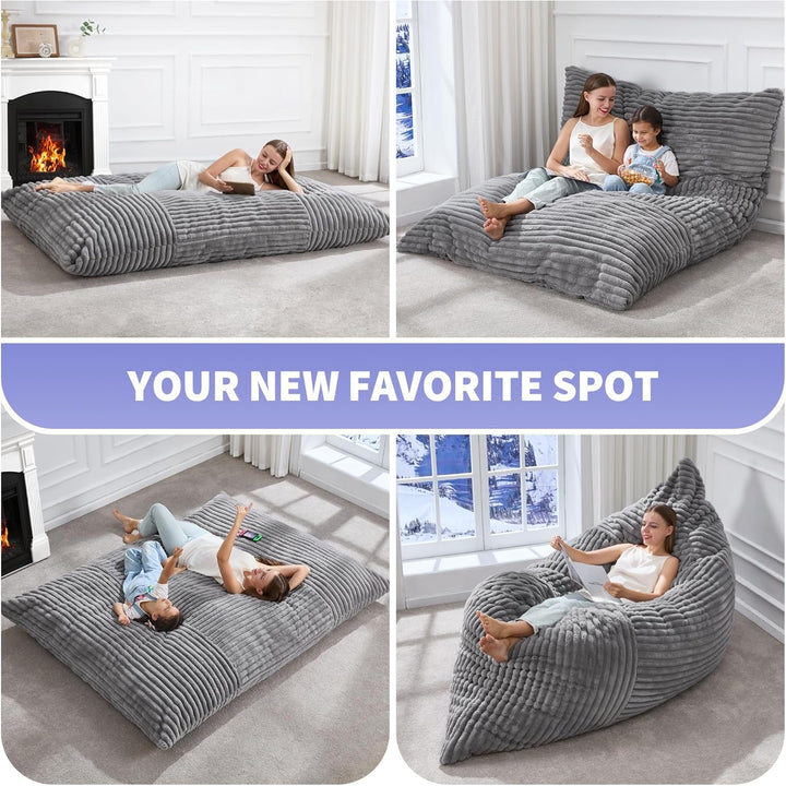 Convertible light grey corduroy 3-in-1 foldable sofa bed lounge chair KRAFTIN