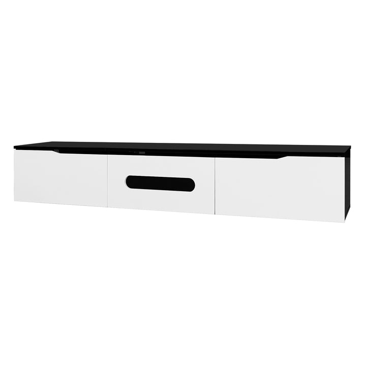 Black and white high gloss suspended TV Stand with LED lighting 180cm AMENSAL