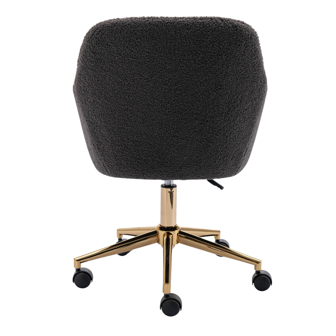 Grey teddy velvet office chair with armrests swivel wheel gold base TORQIL GREY UK