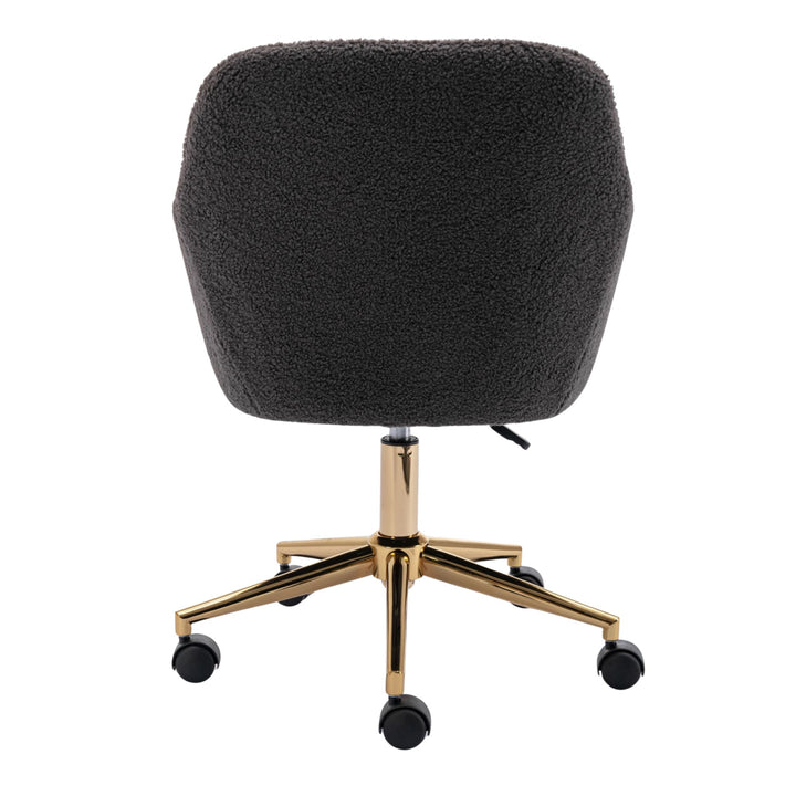 Grey teddy velvet office chair with armrests swivel wheel gold base TORQIL GREY UK