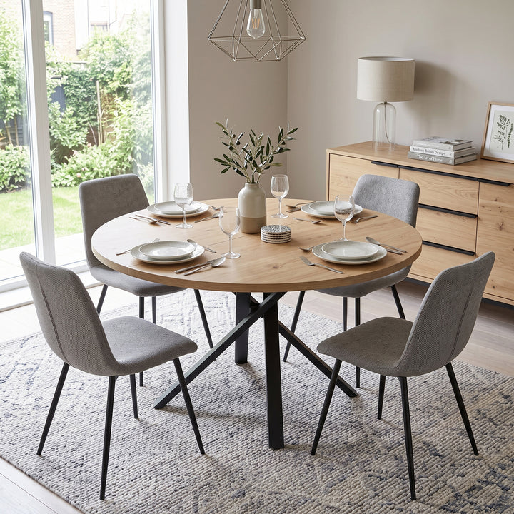Wooden extendable round to oval dining table 100-140cm CONSOLEMAX