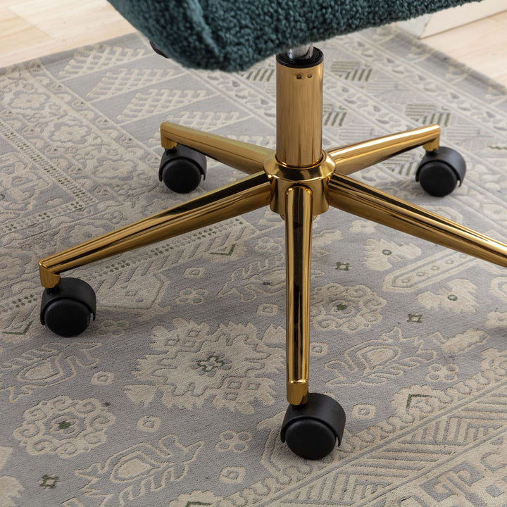 Grey teddy blue velvet office chair with armrests swivel wheel gold base TORQIL BLUE UK