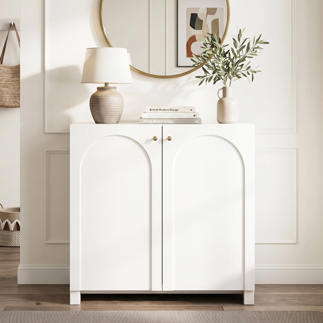 Modern white sideboard with 2 doors 80x40x80cm ELEGANT STOOL