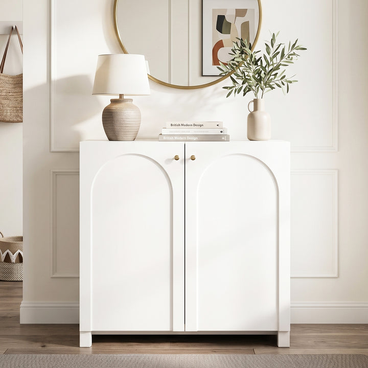 Modern white sideboard with 2 doors 80x40x80cm ELEGANT STOOL