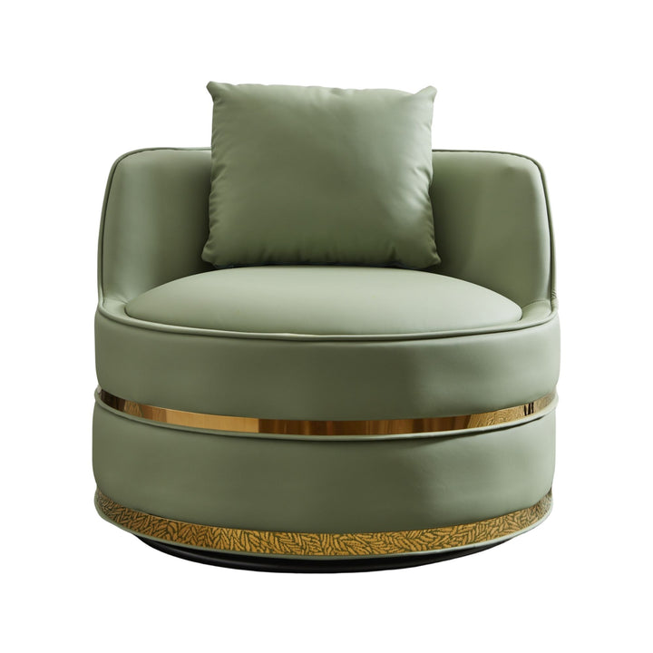 360° Swivel Barrel Chair Green PU Leather Accent Chair 78cm TRUNKGLASS