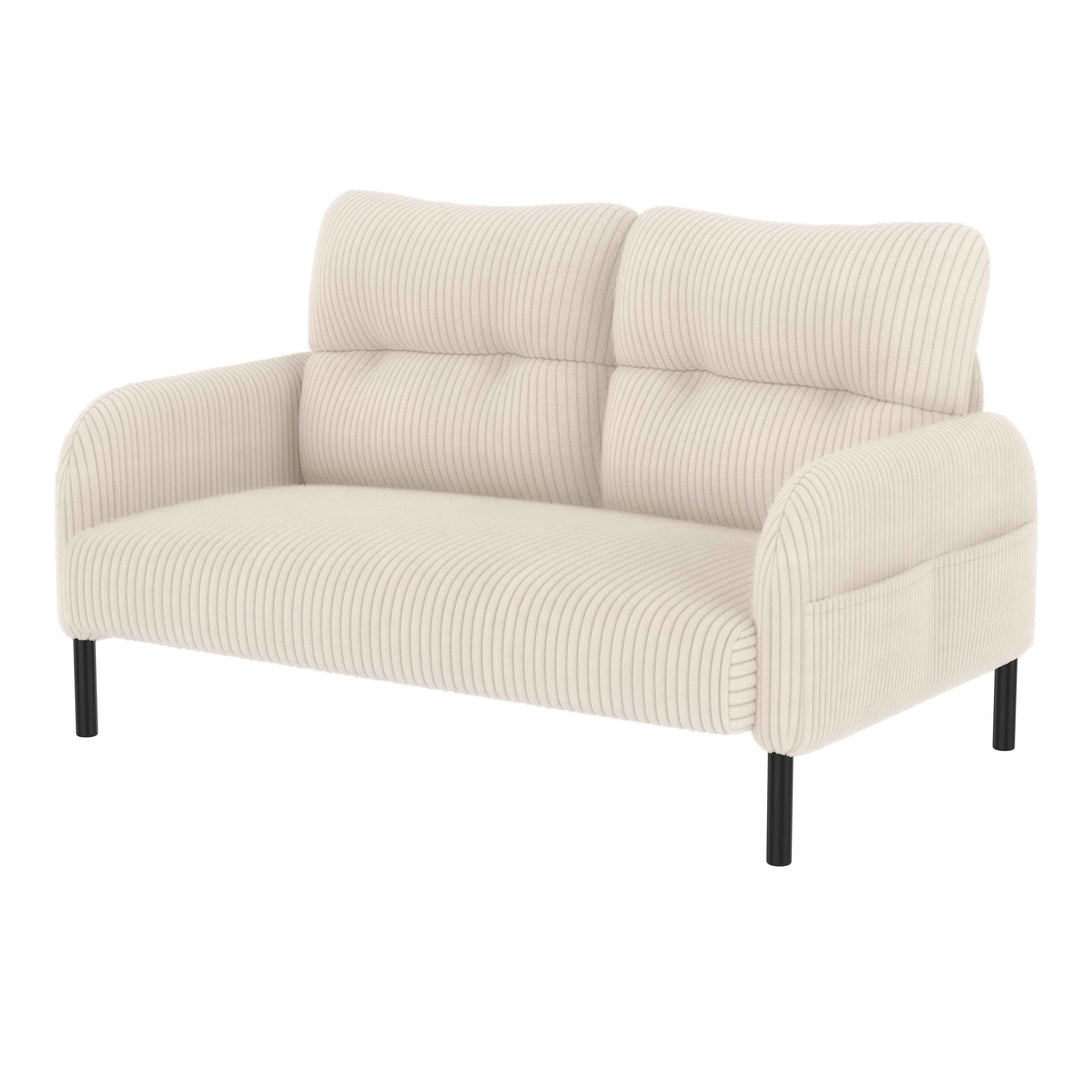 00+Loveseat Sofa Corduroy Fabric Beige 2 Seater, High Rebound Spring, for Living Room & Bedroom NOVAITY