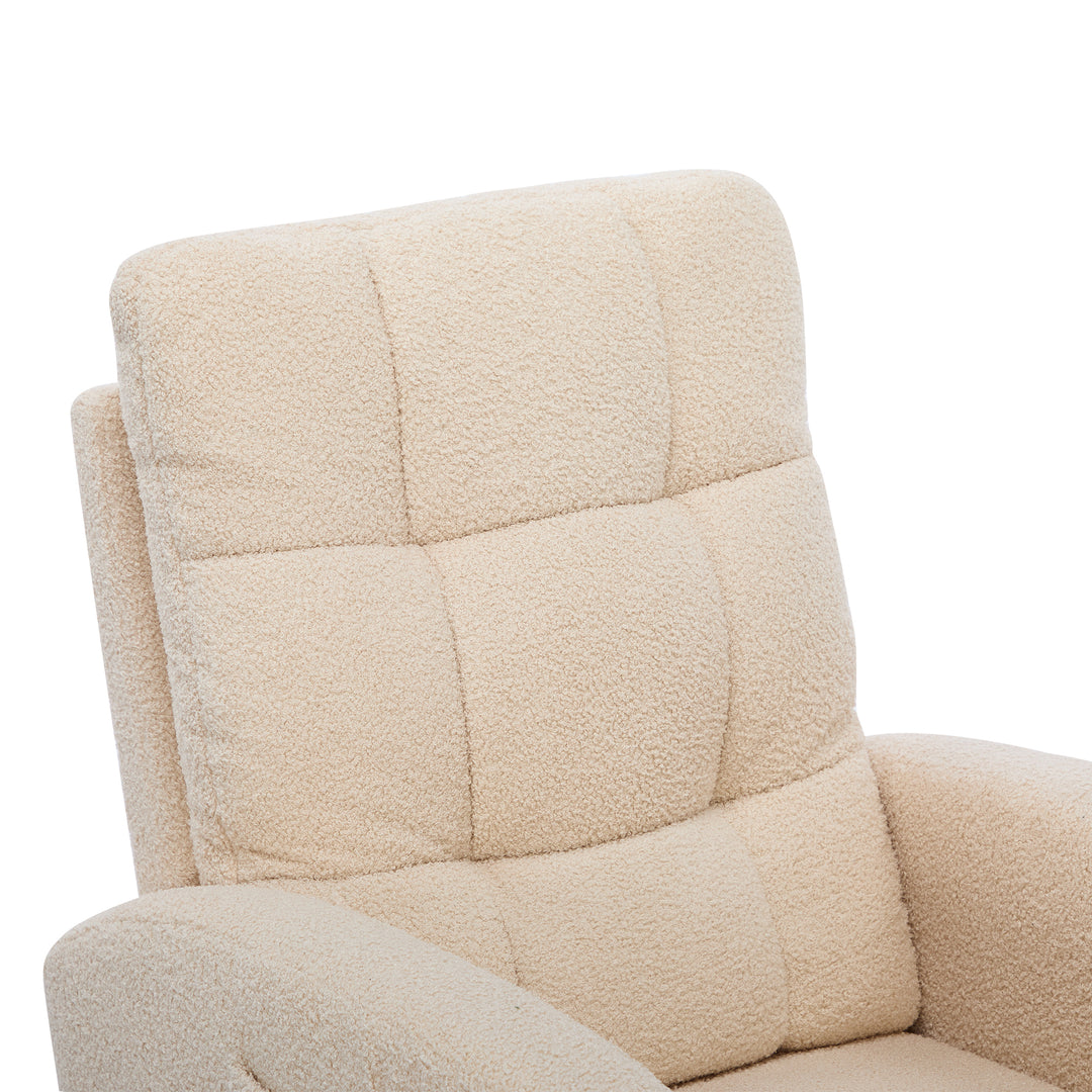 Beige teddy nursery rocking chair with adjustable footrest COMETLOAM