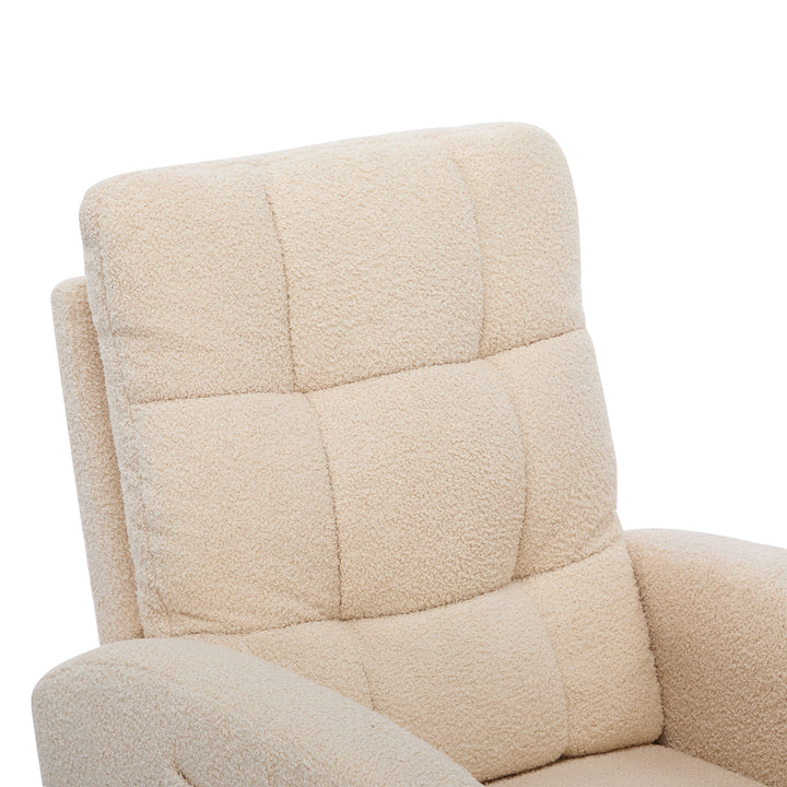 Beige teddy nursery rocking chair with adjustable footrest COMETLOAM