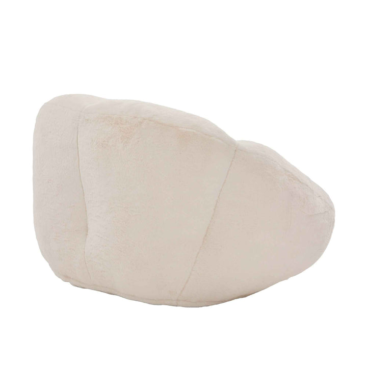 Lazy chair shell shaped sofa beige faux fur, memory foam bean bag chair removable cover