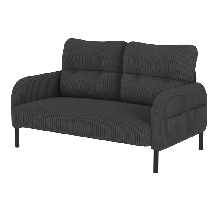 00+Loveseat Sofa Corduroy Fabric Grey 2 Seater, High Rebound Spring, for Living Room & Bedroom NOVAUM