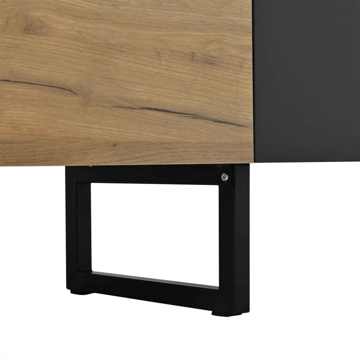 Natural wood & black TV stand up to 2 doors & 2 side cabinets INFINITEMERI