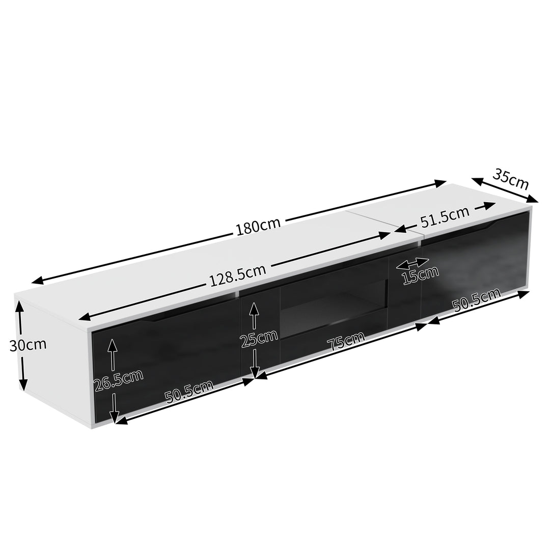 Black high-gloss suspended TV cabinet with LED lights YOLMEARS UK