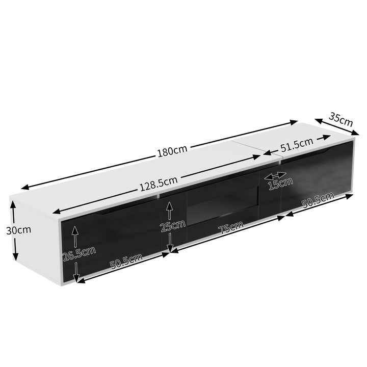 Black high-gloss suspended TV cabinet with LED lights YOLMEARS UK