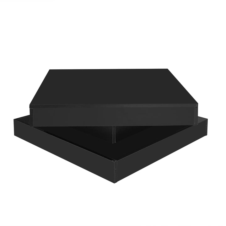 Black high gloss square coffee table with 360° rotating top LED lighting KERATINSCALE