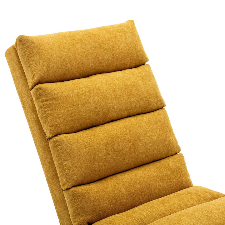 Chaise Lounge Chair Yellow Linen, Modern Recliner for Living Room Bedroom XXXXIV