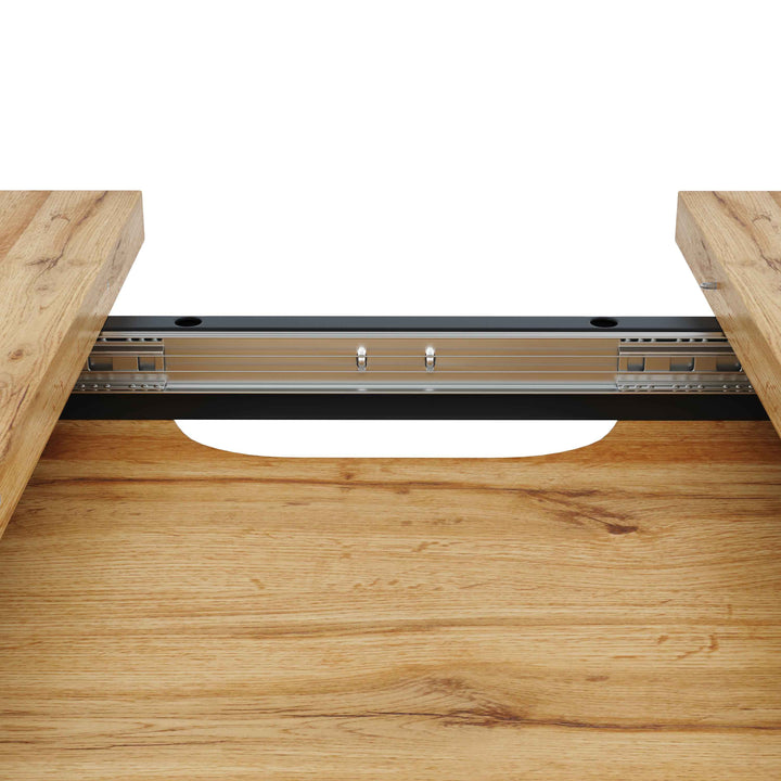Extendable dining table wood grain V shape legs 120-160x80cm INFINITEZYNTH