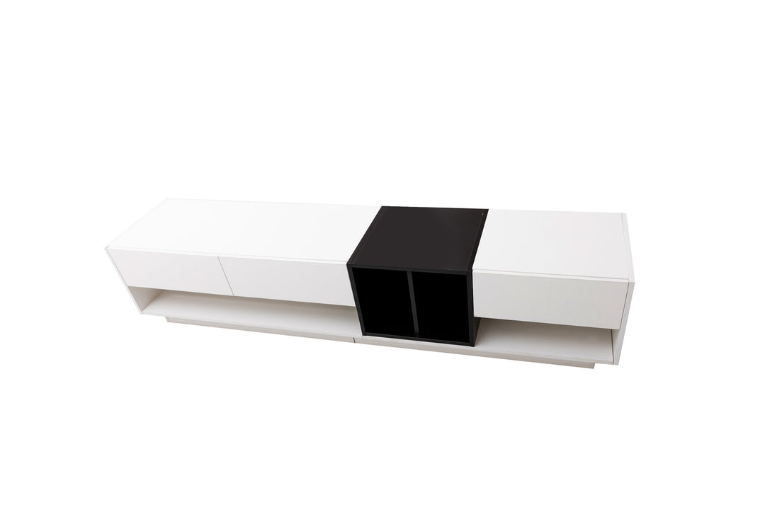 High-gloss white and black TV cabinet THRILGOD UK