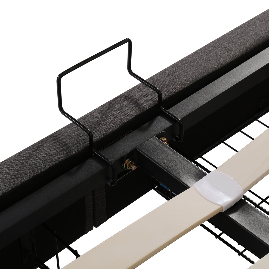 Grey linen super king ottoman bed end opening with LED headboard(180×200cm) TARNISH