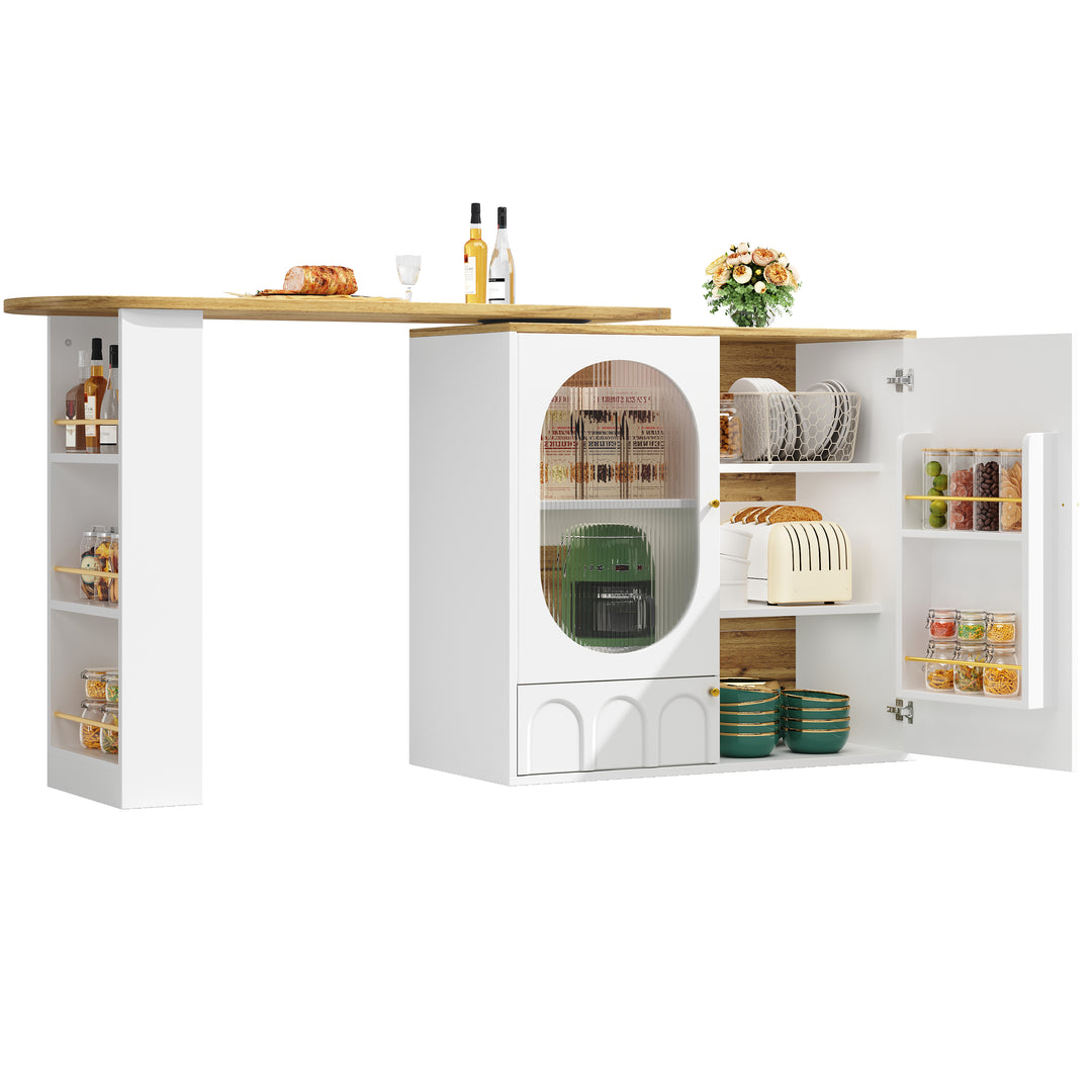 360° rotating bar table with storage space, kitchen island, two doors with shelves (body 138 x 39 x 105 cm) PYRAMID