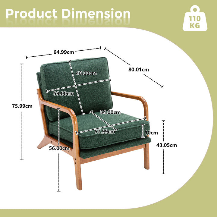 Vintage accent armchair with solid wood frame fabric green STRAQNILS GREEN UK