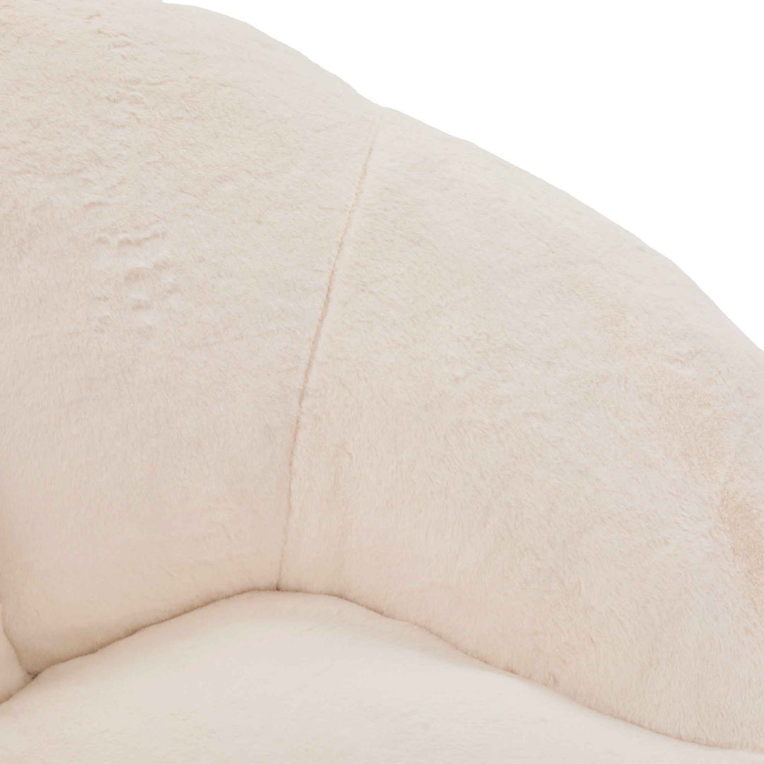 Lazy chair shell shaped sofa beige faux fur, memory foam bean bag chair removable cover