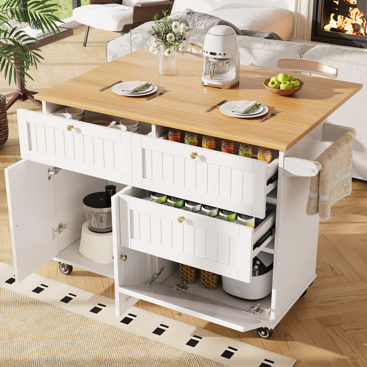 White kitchen trolley foldable top storage FROSTFIELD