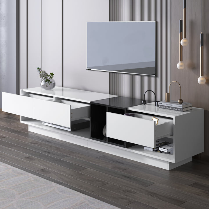 High-gloss white and black TV cabinet THRILGOD UK