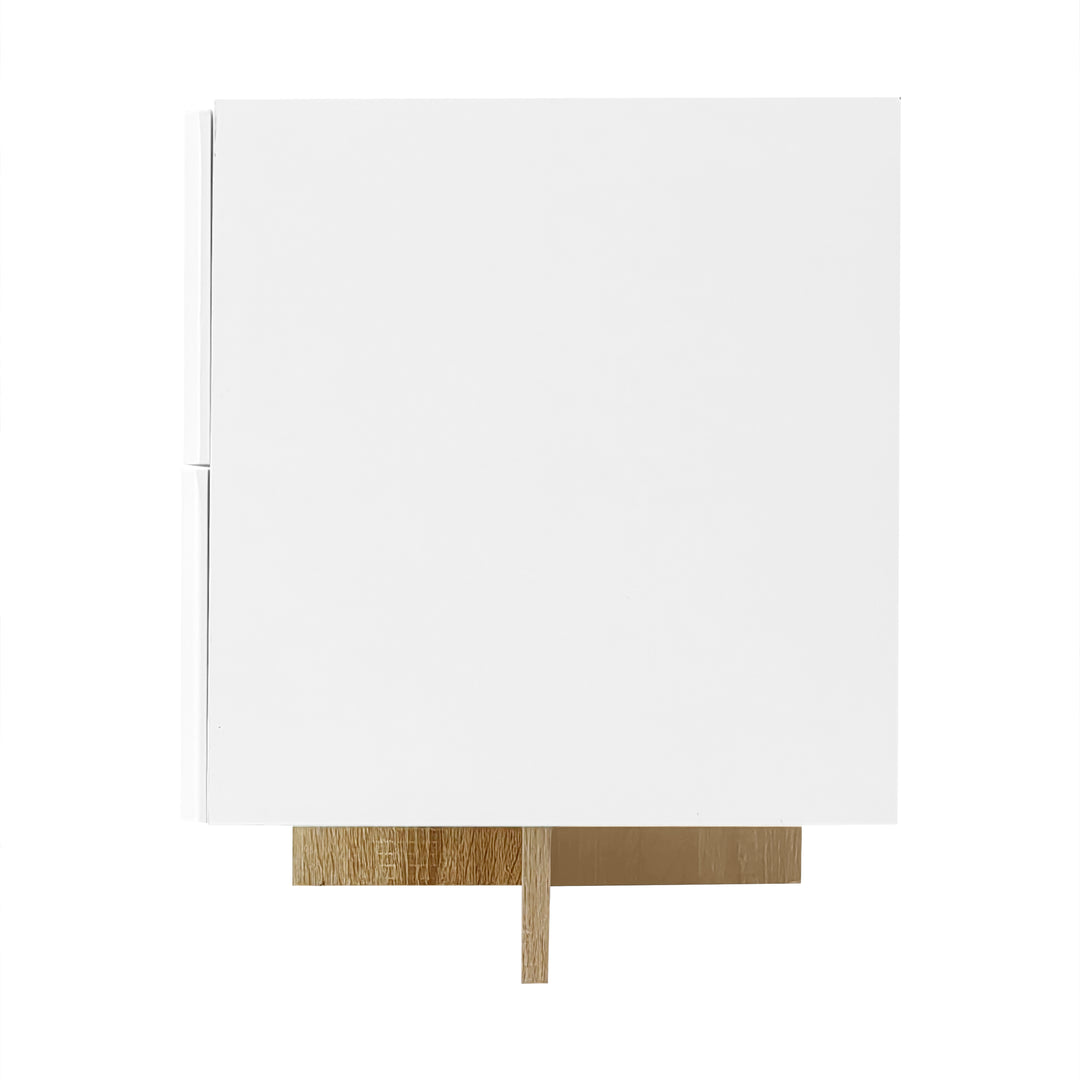 White fluted TV cabinet 3 doors, 2 drawers 190cm gloden accent CONNECTIV