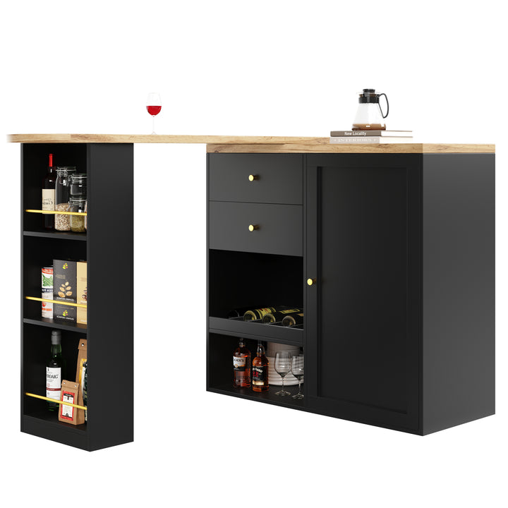 Wooden modern revolving black bar table storage OQUIX UK