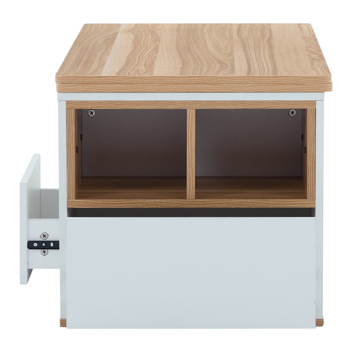 Modern white & oak lift-top coffee table hidden storage CLOUDWING