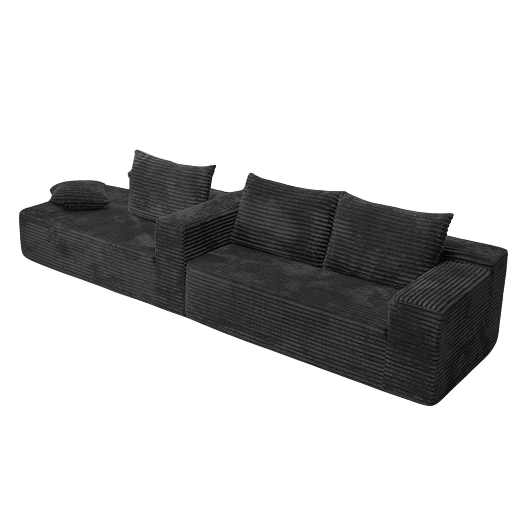 Modular L-Shaped Sectional Sofa Dark Grey Corduroy Couch with Deep Seat 237cm ARROWNIGHTSTAND