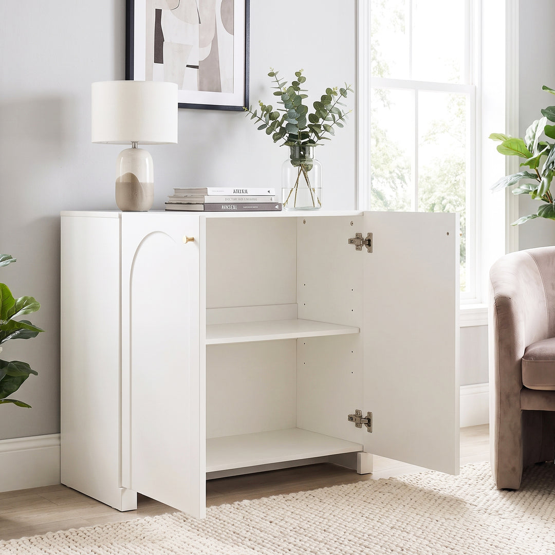 Modern white sideboard with 2 doors 80x40x80cm ELEGANT STOOL