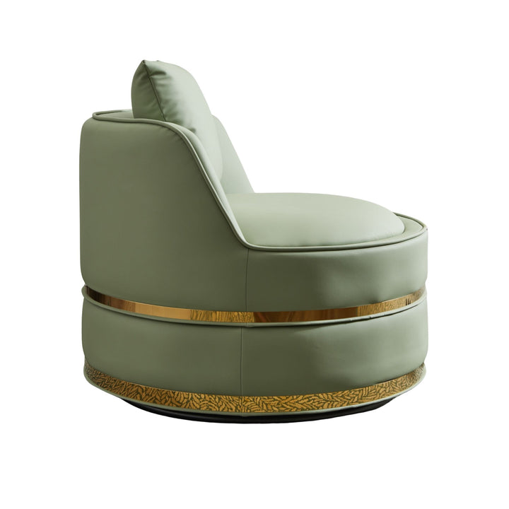 360° Swivel Barrel Chair Green PU Leather Accent Chair 78cm TRUNKGLASS