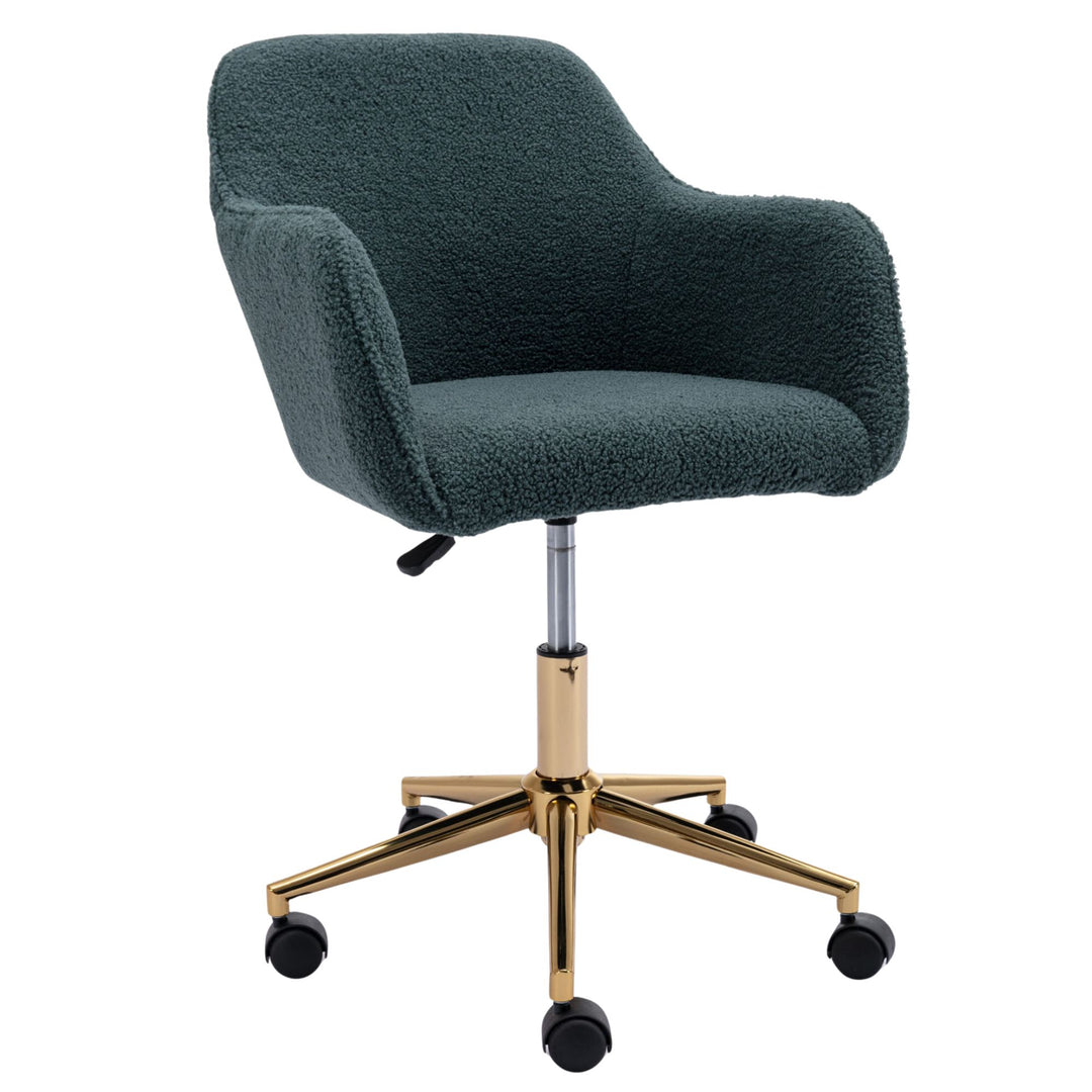 Grey teddy blue velvet office chair with armrests swivel wheel gold base TORQIL BLUE UK
