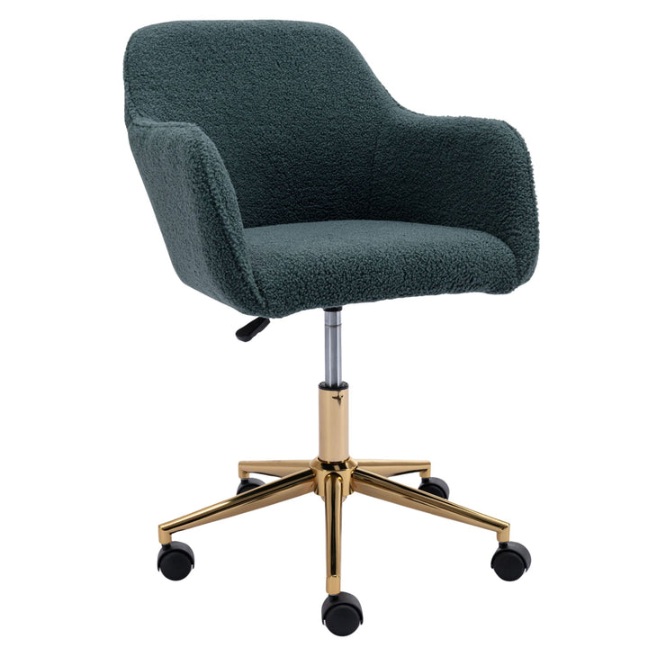 Grey teddy blue velvet office chair with armrests swivel wheel gold base TORQIL BLUE UK