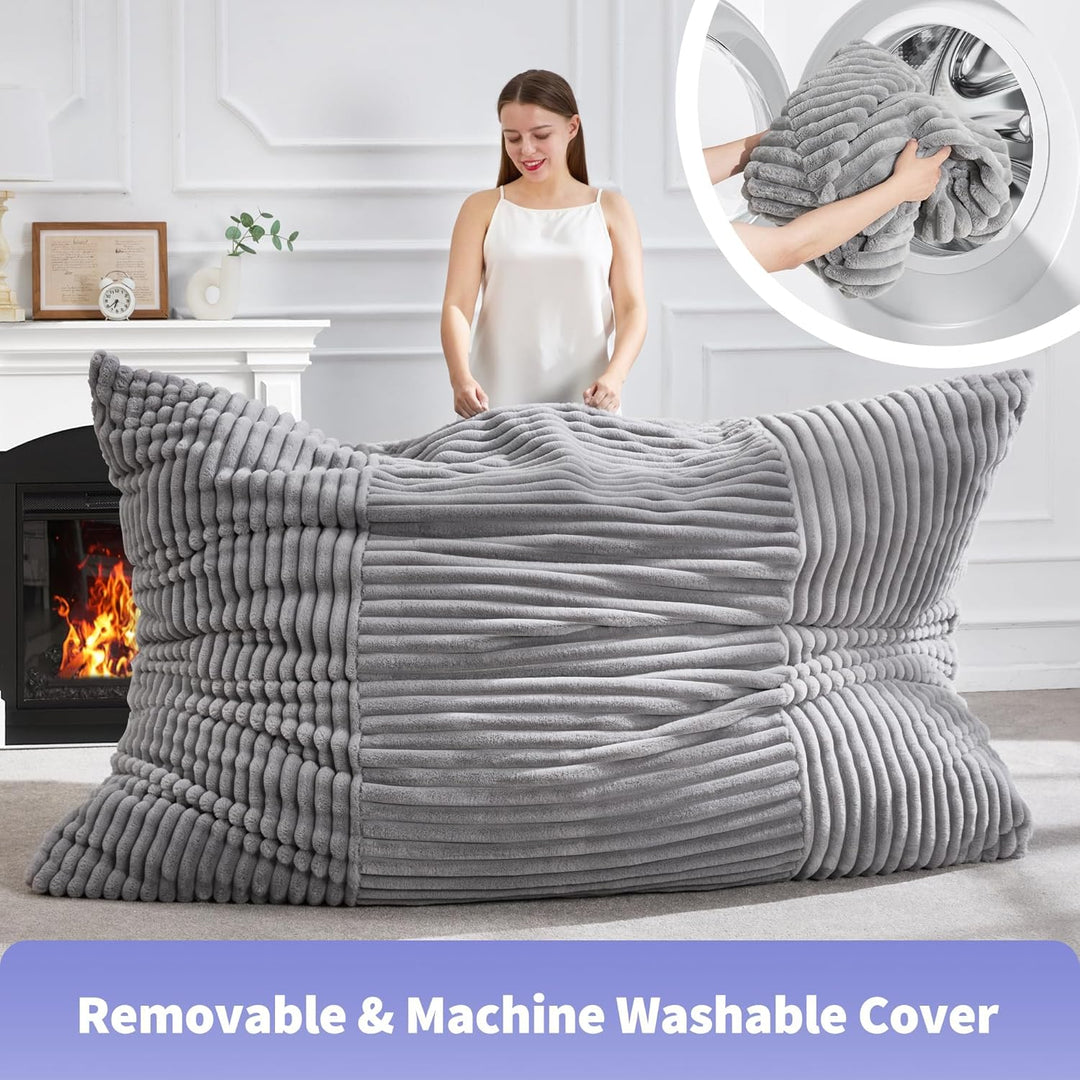 Convertible light grey corduroy 3-in-1 foldable sofa bed lounge chair KRAFTIN