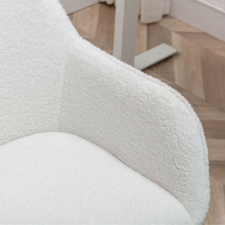 Teddy fabric white swivel office chair golden accents PUMICEGULCH
