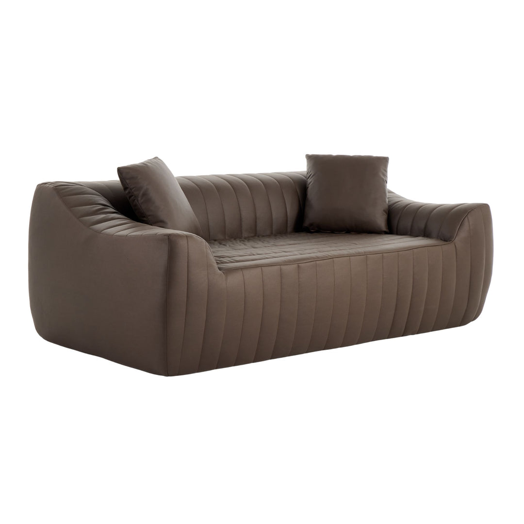2-Seater Sofa in Brown Tech Cloth with 2 Cushions 185cm WICKERSIDEBOARD
