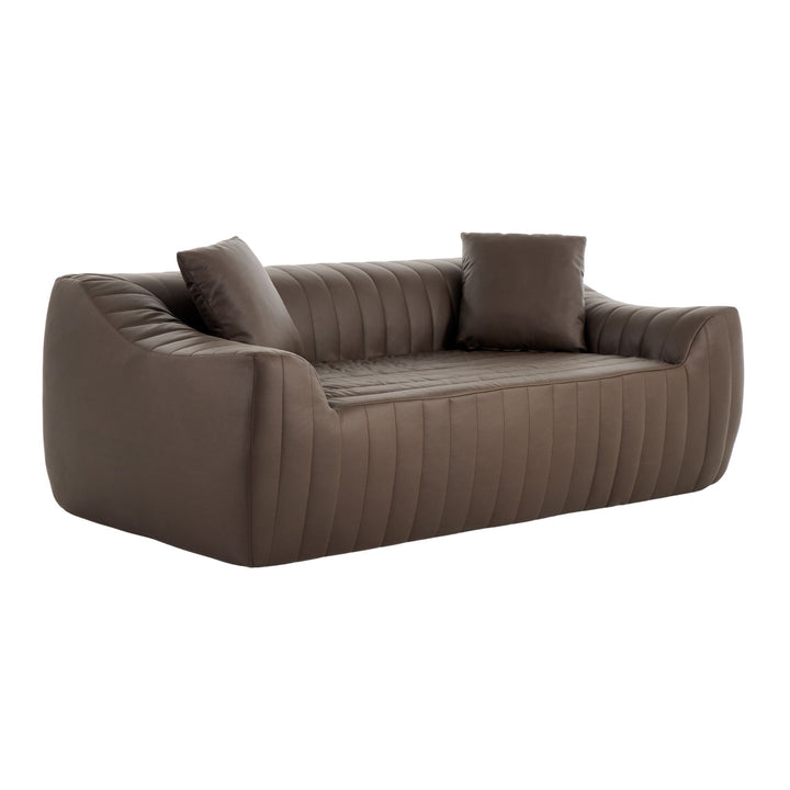 2-Seater Sofa in Brown Tech Cloth with 2 Cushions 185cm WICKERSIDEBOARD