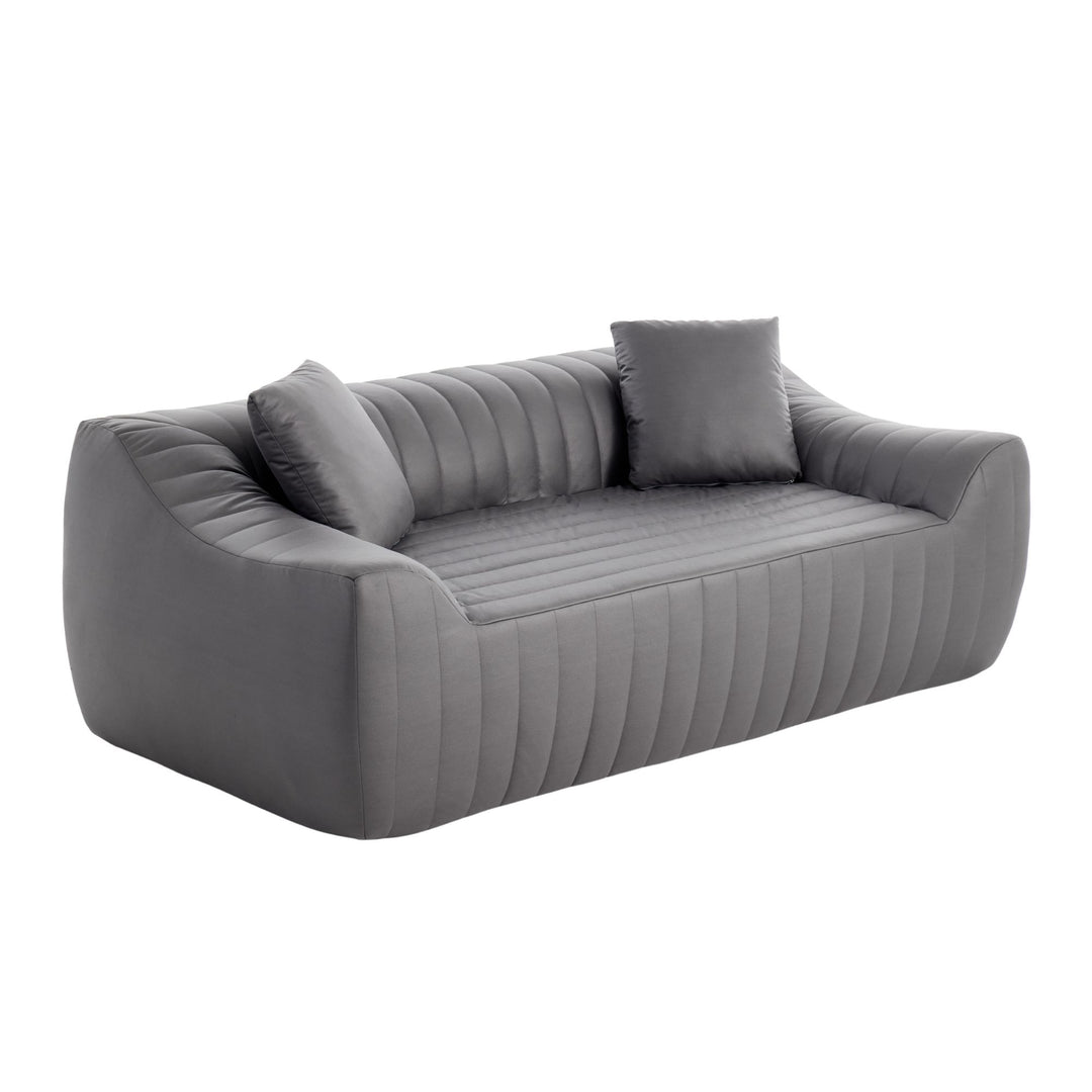 2-Seater Sofa in Grey Tech Cloth with 2 Cushions 185cm WICKERRUG