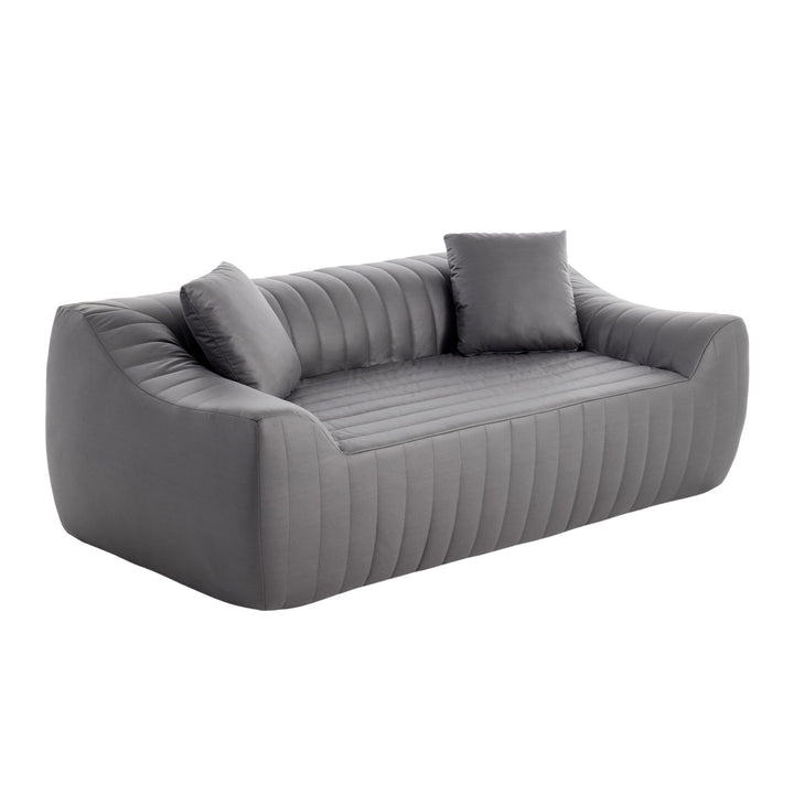 2-Seater Sofa in Grey Tech Cloth with 2 Cushions 185cm WICKERRUG