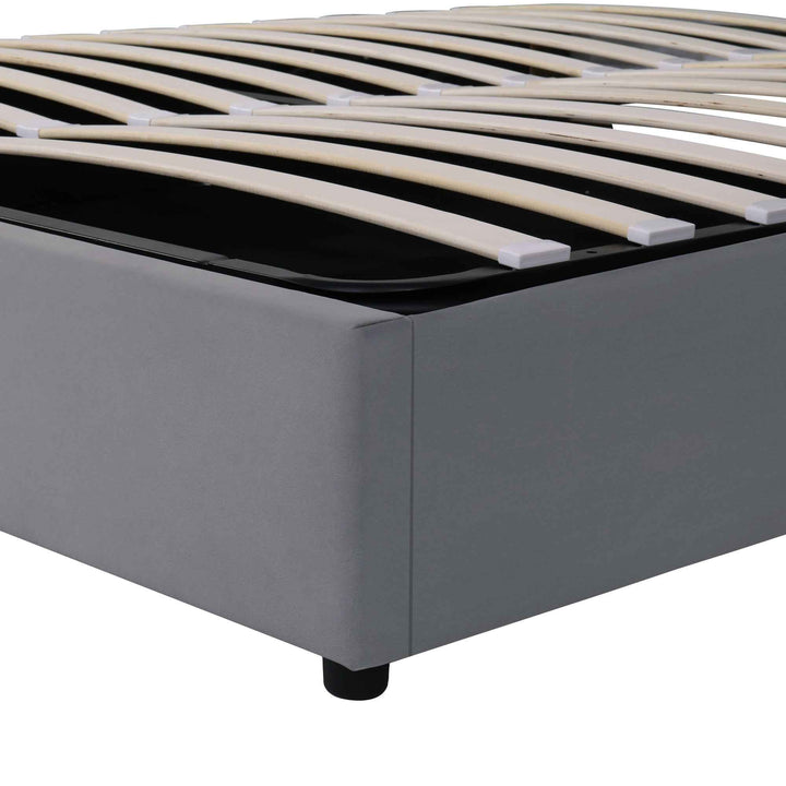 Super king size upholstered ottoman bed 6ft velvet grey with USB charging & lamp, wide headboard no mattress or bedside tables