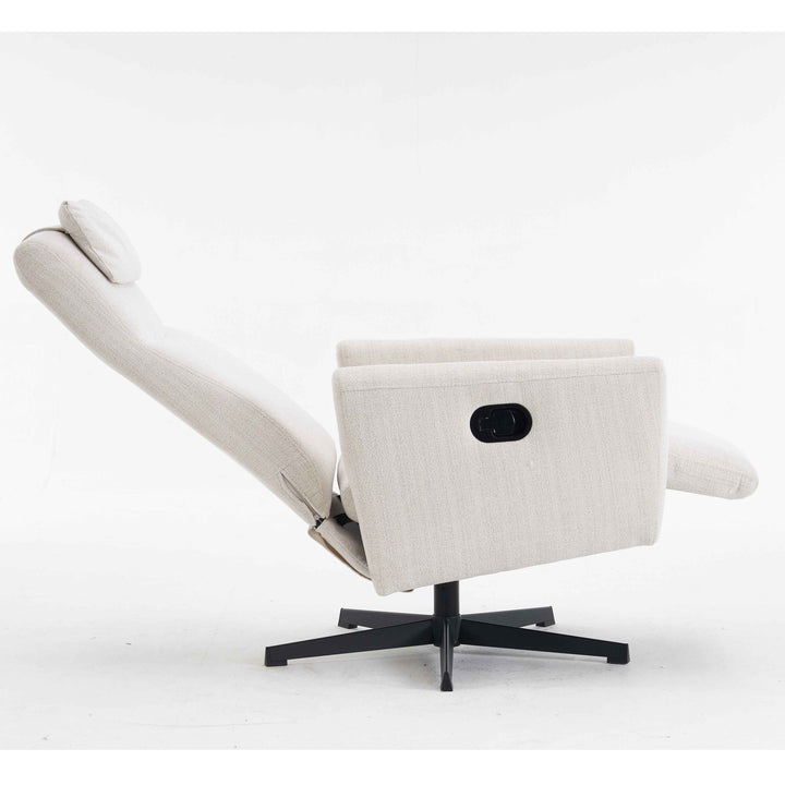 00+Recliner Chair Chenille Fabric Upholstered, Beige, Pillow Padded Seat & Footrest, Living Room Comfort NOVATHAL
