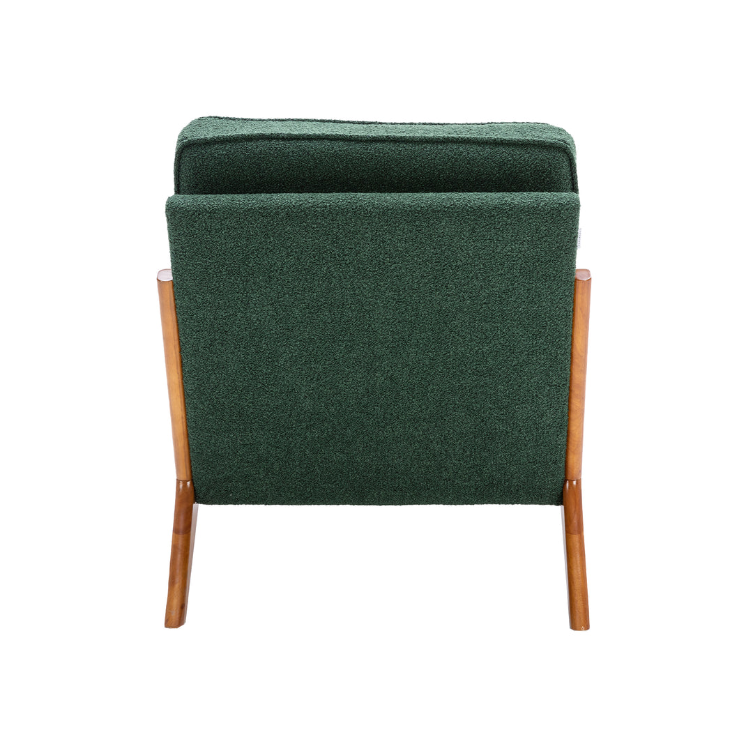 Vintage accent armchair with solid wood frame fabric green STRAQNILS GREEN UK