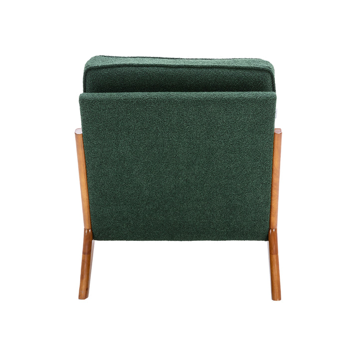 Vintage accent armchair with solid wood frame fabric green STRAQNILS GREEN UK