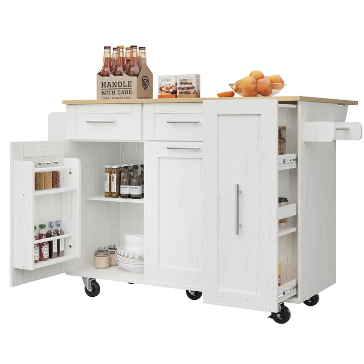 White modern foldable kitchen island trolleys BOG