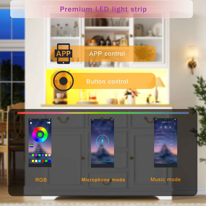 Tall white kitchen cabinet with LED lighting, USB ports & sockets 118x39.5x180cm